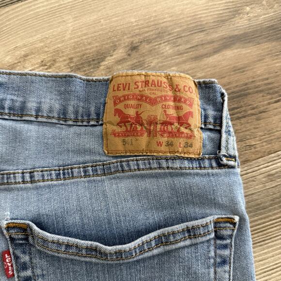 Levi’s 541 Light Wash Cutoff Denim Shorts – Men’s Size 34 Distressed Raw Hem - Picture 3 of 5